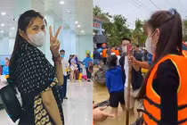 Thủy Tiên kêu gọi được 10 tỷ, ngồi thuyền phát đồ cho dân ở Huế