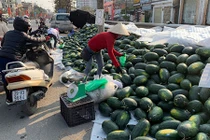 Dưa hấu ế chất đống vỉa hè Hà Nội, đầu năm tê tái giữa giá rét