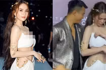 Sợ hớ hênh, Ngọc Trinh vô tư kéo áo ngực tại sự kiện