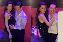 Kim Lý xoa bụng bầu của Hồ Ngọc Hà tại sự kiện