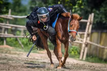 Cận cảnh CSCĐ kỵ binh Việt Nam thuần dưỡng, huấn luyện ngựa trên thao trường