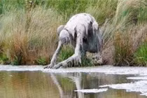 'Quái vật' hiện hình, ngang nhiên ra bờ sông uống nước 