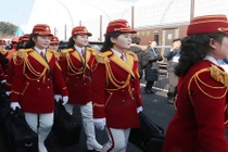 Đội cổ động toàn "mỹ nhân" của Triều Tiên chơi nhạc tại PyeongChang 