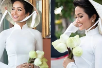 Tóc ngắn, H’hen Niê vẫn dịu dàng thế này khi diện áo dài