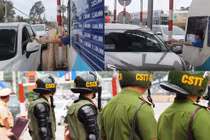 Cảnh sát dày đặc ngày đầu trạm BOT Biên Hòa thu phí trở lại