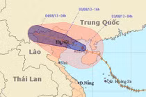 Khoảng 4h chiều nay, bão số 5 đi vào đất liền 