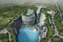 Ngắm khách sạn siêu sang dưới mỏ đá hoang ở Trung Quốc