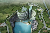 Ngắm khách sạn siêu sang dưới mỏ đá hoang ở Trung Quốc