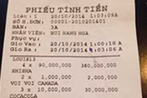 Thất kinh với hóa đơn đi bar hơn 88 triệu đồng