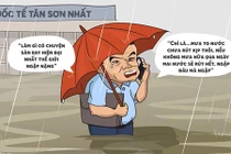 Hí họa sân bay Tân Sơn Nhất ngập nước nặng