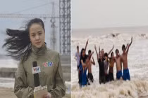 Xôn xao ảnh những người đi... “đón bão”