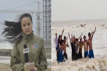 Xôn xao ảnh những người đi... “đón bão”