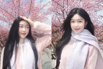 Con gái Quyền Linh khoe nhan sắc gây thương nhớ trong vườn hoa đào