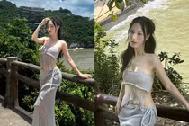 Danh tính hot girl khoe dáng bên thuỷ điện Hoà Bình chờ xả lũ