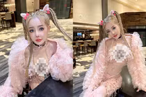 Ngân 98 “mặc như không mặc”, khoe thân hình gợi cảm khi đi diễn