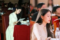 Doãn Hải My chiếm trọn spotlight khi về trường Luật làm giám khảo