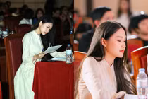 Doãn Hải My chiếm trọn spotlight khi về trường Luật làm giám khảo