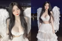 Nữ streamer hóa “thiên thần” gợi cảm, khoe cặp tuyết lê khủng