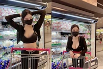 “Hot girl Mã Lai” mặc đồ tập đi siêu thị khoe vòng 1 “ngồn ngộn“