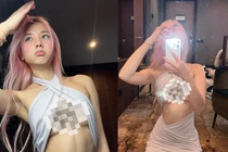 Streamer triệu fan gốc Việt diện mốt “no bra” khoe chân ngực lấp ló