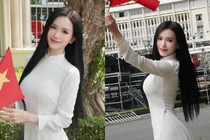 Sĩ Thanh diện áo dài trắng, khoe giao diện “con gái Việt Nam”
