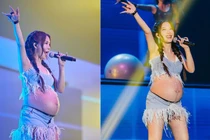 Danh tính nữ ca sĩ bầu vượt mặt vẫn quẩy cực sung biểu diễn