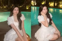 Hạt dẻ tổ chức sinh nhật bên bể bơi, nhan sắc nổi bần bật