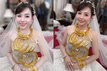 Cô dâu Thanh Hóa đeo vàng trĩu cổ khiến netizen rần rần “xin vía“