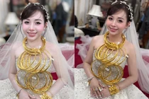 Cô dâu Thanh Hóa đeo vàng trĩu cổ khiến netizen rần rần “xin vía“