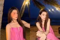 Con gái út MC Quyền Linh khoe vẻ đẹp ngọt ngào bên bờ biển