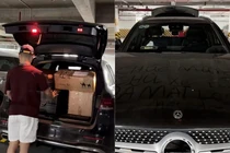 Xe Mercedes Quang Hải bị “chôm” mất logo, Chu Thanh Huyền than trời