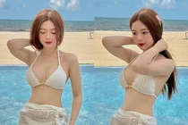 “Hot girl ảnh thẻ” khoe dáng nuột trong bikini nhỏ xíu bên hồ bơi