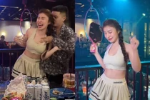 Hot girl mặc đồ tập, mang cả vợt pickleball vào bar gây chú ý