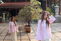 Em gái Công Vinh lên đồ đi chùa nền nã vẫn hút ánh nhìn