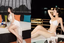 Hot girl Nghệ An khoe chân dài miên man trên du thuyền sang chảnh