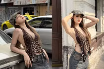 Tiktoker Ngân Hà tự tin diện mốt không nội y dạo phố Thái Lan