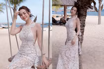 Nàng “TikToker triệu view” diện váy ren xuyên thấu khoe dáng trên biển