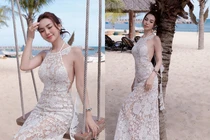 Nàng “TikToker triệu view” diện váy ren xuyên thấu khoe dáng trên biển