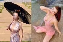 Hot girl đời đầu Hạnh Sino chăm diện váy xẻ sâu khoe dáng