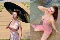 Hot girl đời đầu Hạnh Sino chăm diện váy xẻ sâu khoe dáng