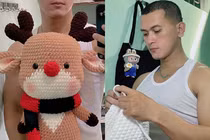 Chàng trai Đà Nẵng cơ bắp lực lưỡng có tài móc len cực khéo