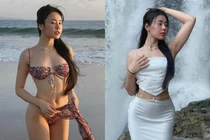 Hot girl diện đồ mỏng manh, khoe dáng gợi cảm bên thác nước