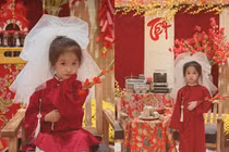 Khi các ái nữ của nhiều người nổi tiếng cùng diện áo dài đỏ