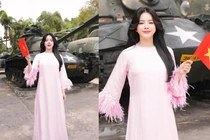 DJ Mie diện áo dài nền nã chào mừng Đại lễ 30/4