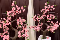 Giới trẻ đua nhau làm hoa đào, hoa mai từ kẽm nhung chưng Tết