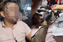 Thanh niên Sài thành buồn chán xăm kín mặt vì thất tình 