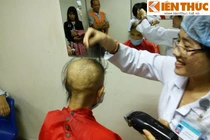 Cảm động BS Bệnh viện Huyết học cắt tóc bệnh nhân ung thư 