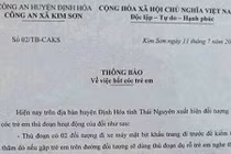 Bác bỏ thông báo việc bắt cóc trẻ em của trưởng CA xã ở Thái Nguyên