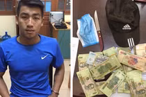 Nam thanh niên cầm dao vào ngân hàng cướp tiền như trong phim