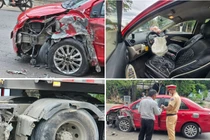 Đà Nẵng: Xe con vỡ nát, bung túi khí sau va chạm liên hoàn